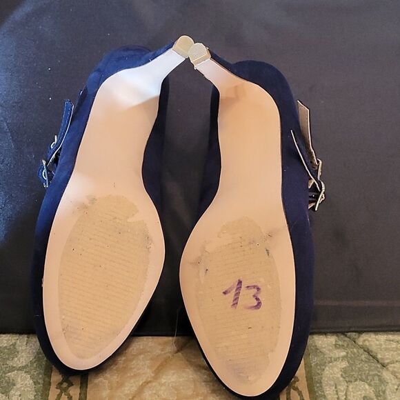 BRAND NEW JUSTFAB RAYNA DARK BLUE SUEDE MARY JANE STYLE WOMEN"S SHOE - Picture 12 of 15